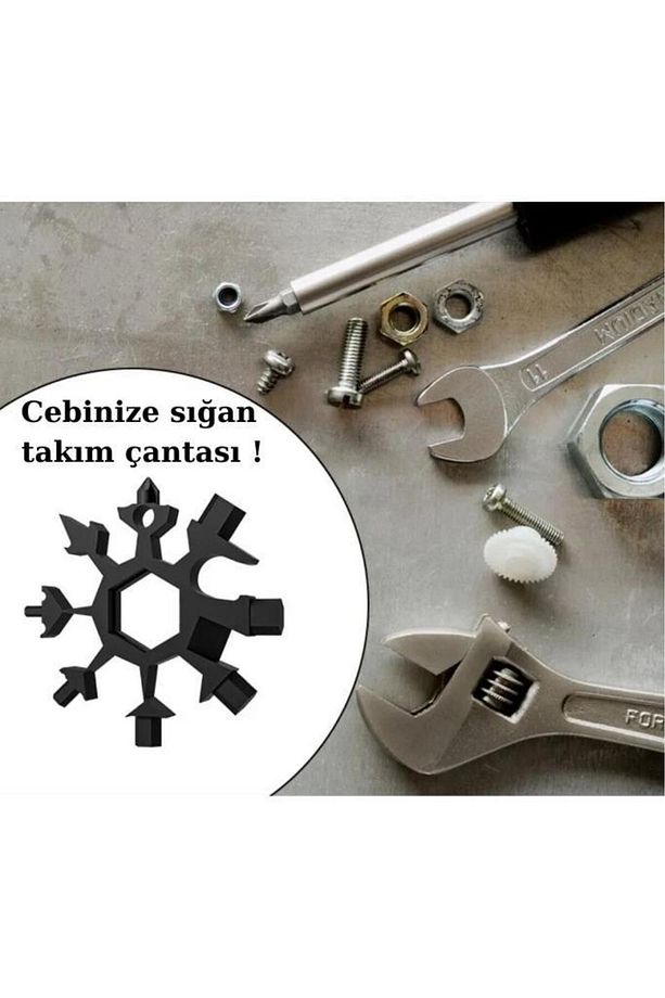 19 In 1 Çok Fonksiyonlu Çelik Alyan Tornavida Açacak Kar Tanesi Anahtarlık - 7