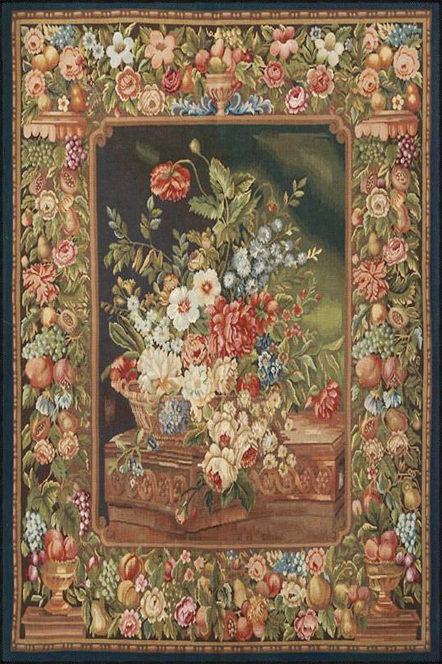 Bunch of Roses in Frame Colorful Patterned Modern Decorative Carpet 4412