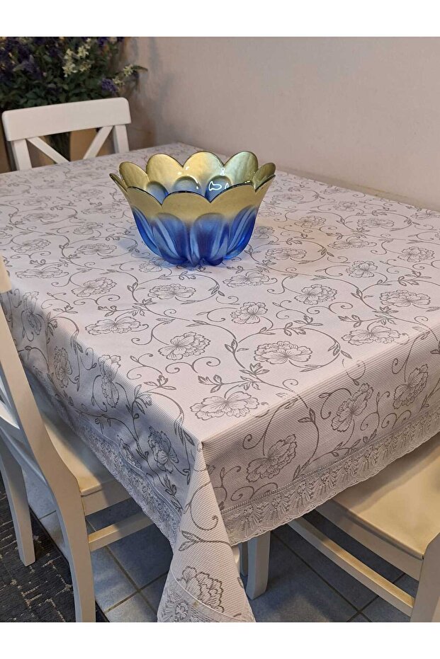 قماش زيتي PVC منقوش قابل للمسح ومضاد للانزلاق مقاس 120 × 150 - مفرش طاولة جاهز