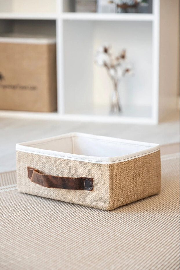 Jute In-Cabinet Organizer Jewelry, Makeup, Bathroom, Office Organizer Storage Box Organizer 30x23x13 cm