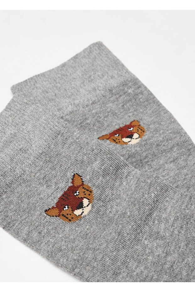 Hayvan Deseni Işlemeli Pamuklu Çorap - 2