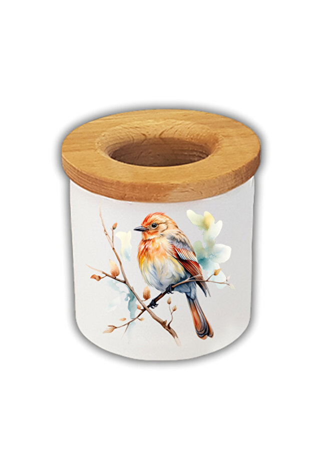 Bird Found on a Branch Printed Pen Holder Pencil Box