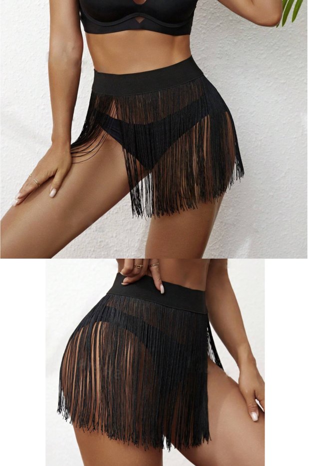 Pareo Skirt Mini Skirt Fringe Skirt Tango Skirt Beachwear Tassel Skirt