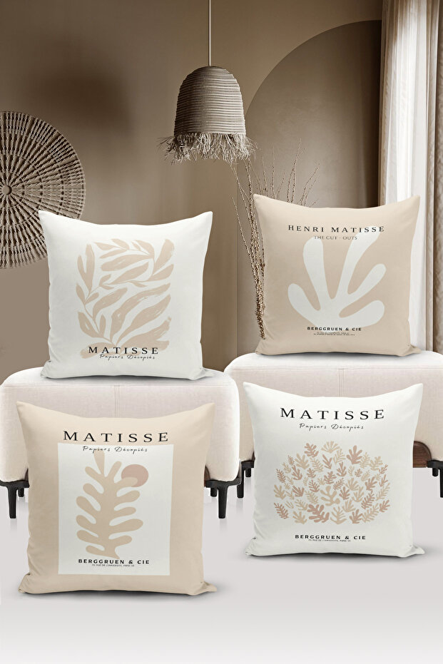 Art Series Double Sided Digital Printed 4-Piece Throw Pillow Case Set (Art Cover Set)