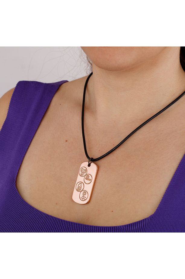 Saf Bakır Kolye, Stres Anksiyete Için 2.5mm Kalın Saf Bakır Kolye, 4 Element, Unisex - 4