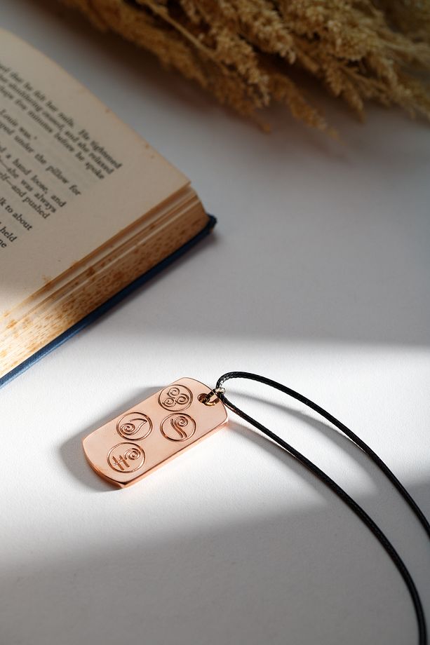 Saf Bakır Kolye, Stres Anksiyete Için 2.5mm Kalın Saf Bakır Kolye, 4 Element, Unisex - 7
