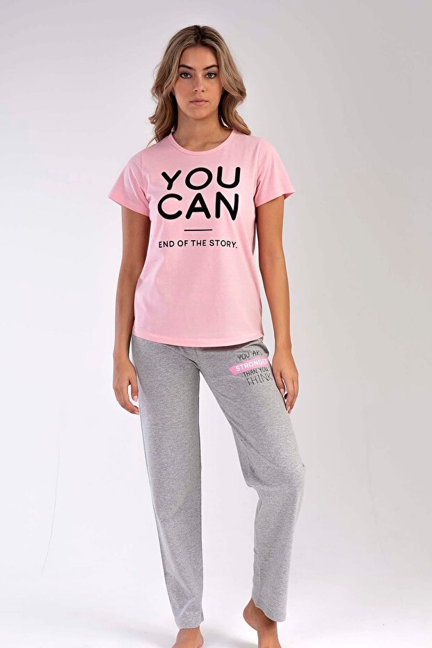 Short Sleeve Pajama Set Pink-441047