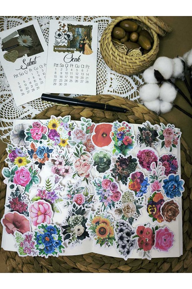 Çiçekler Tekli Sticker Seti 02 Ajanda Planlayıcı Bullet Journal Scrapbooking Için Uygundur - 4