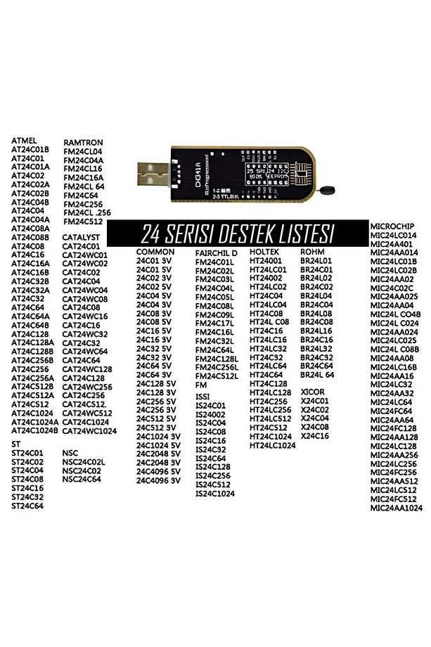 CH341A 24 25 Serisi BIOS USB Programcı Modülü ve 93CXX / 25CXX / 24CXX için SOIC8 SOP8 Test Klipsi - 7