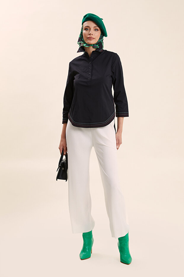 Kadın Siyah Düğmeli Tunik - 1