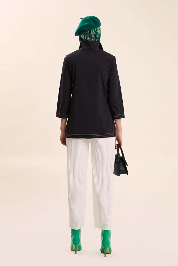 Kadın Siyah Düğmeli Tunik - 3