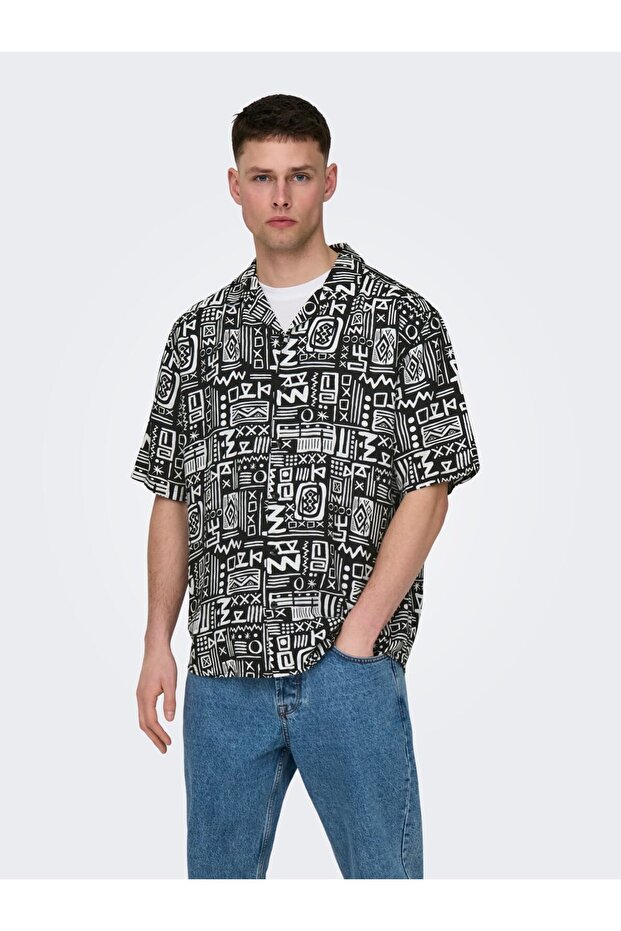 ONLY&SONS Men's Comfortable Cut Patterned Summer Shirt22028514