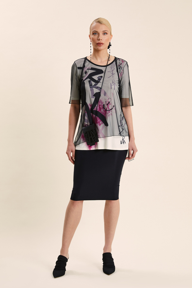 Baskı Detaylı İkili Bluz - 1