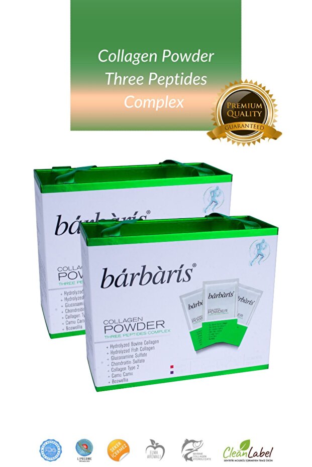 Collagen Powder Three Peptides Complex 30*2 Pack (fish-cattle-chicken) Type 1-2-3 Joint, cartilage, bone