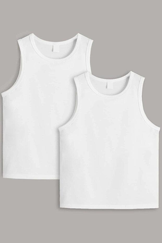 Boy's 100% Cotton Ribbed 2-Piece Tank Top