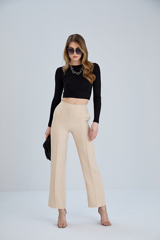 Front Stitched Linen Blended Trousers