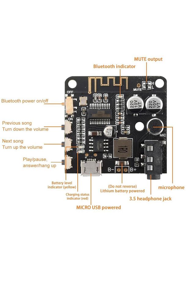 Bt5.0 Pro Bluetooth Ses Alıcı Kartı Bluetooth 5.0 Mp3 Modülü Pro (mikrofonlu) - 4