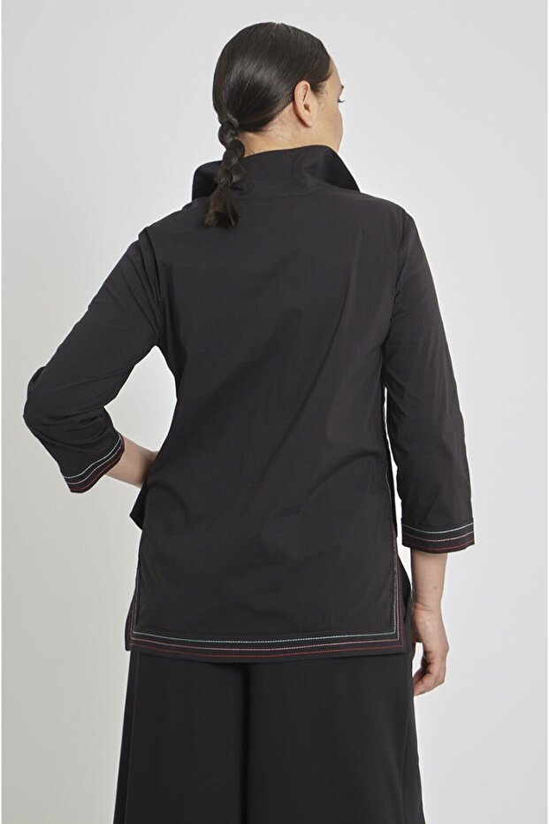 Kadın Siyah Düğmeli Tunik - 5