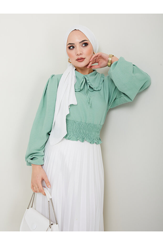 Women's Ayrobin Baby Collar Hijab Blouse