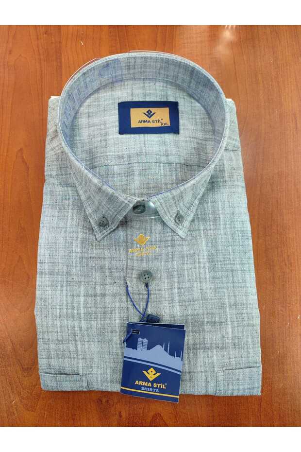 DAUNYOGLU 100% COTTON LONG SLEEVE DOUBLE POCKET POCKETS BUTTONED CLASSIC LINEN MEN'S SHIRT