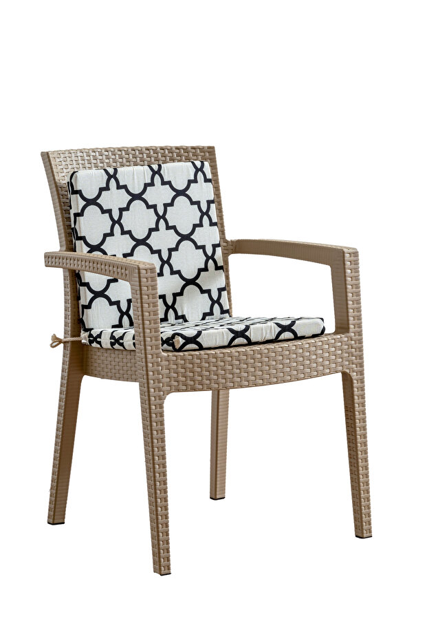 Mer-Tim Garden Balcony Living Room Black and White Patterned Chair Cushion 1 Piece (with Backrest)