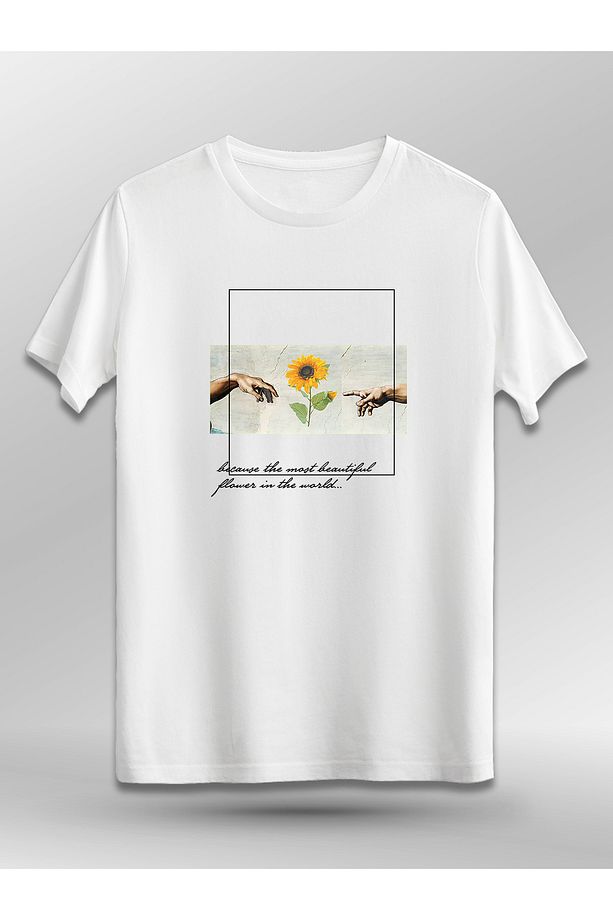Because The Most Beautiful Flower in The World (Baskılı Üniseks Tişört) - 1
