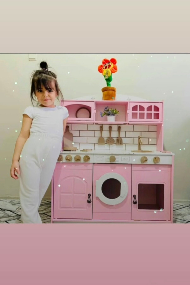 Ahşap Oyuncak Ledli Mutfak(Pembe) - 4