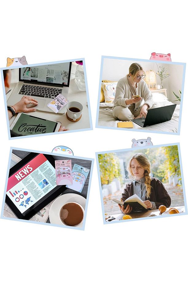 4 Adet (180 syf) Sevimli Hayvan Model Yapışkanlı Notlar, Post-it - 3