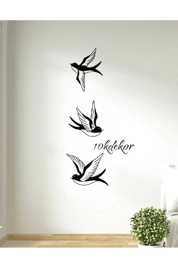 3 lü serçeler  kuş duvar dekoru - 3