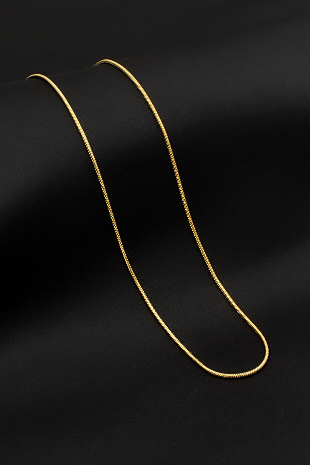 Round Snake Italian Chain Stainless Steel Necklace Gold Color - 1 mm