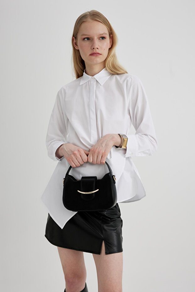 Women's Buckle Detailed Faux Leather Shoulder Bag B9355Axns