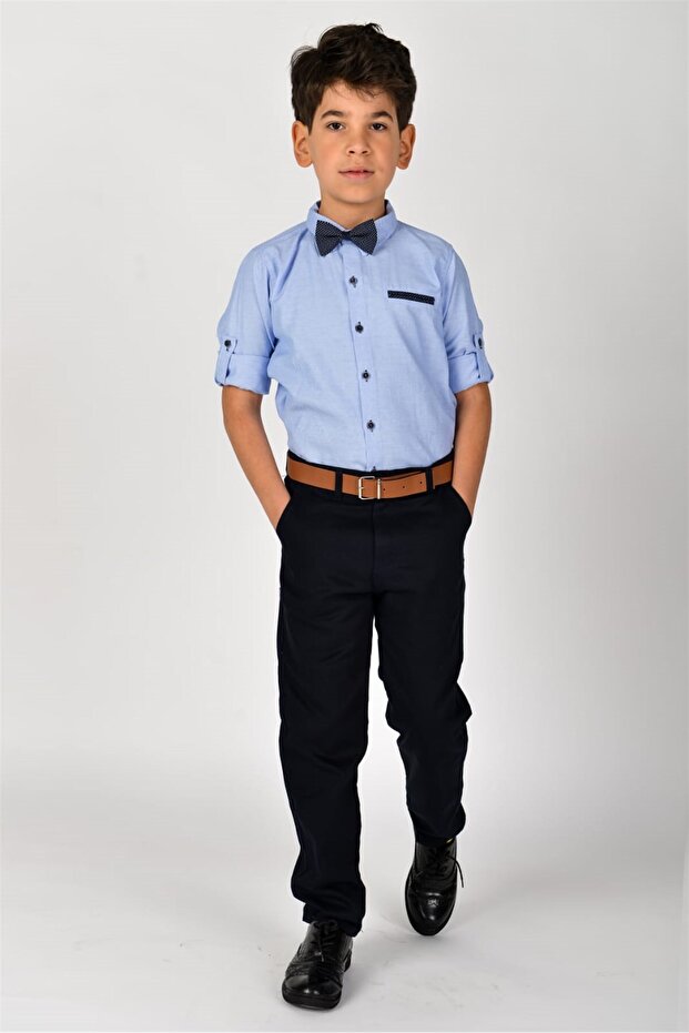 Belted Bow Tie Boy's Set - 4