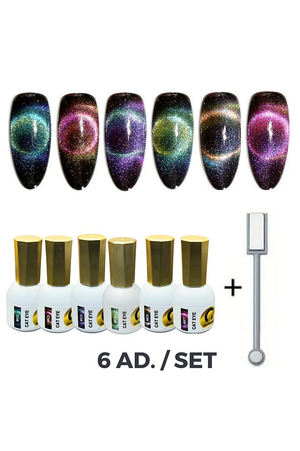 9d Kedi Gözü Kalıcı Oje Seti | Mıknatıslı Jel Oje Seti | Uzun Ömürlü Ve Kolay Uygulama | 15ml X 6 - 1