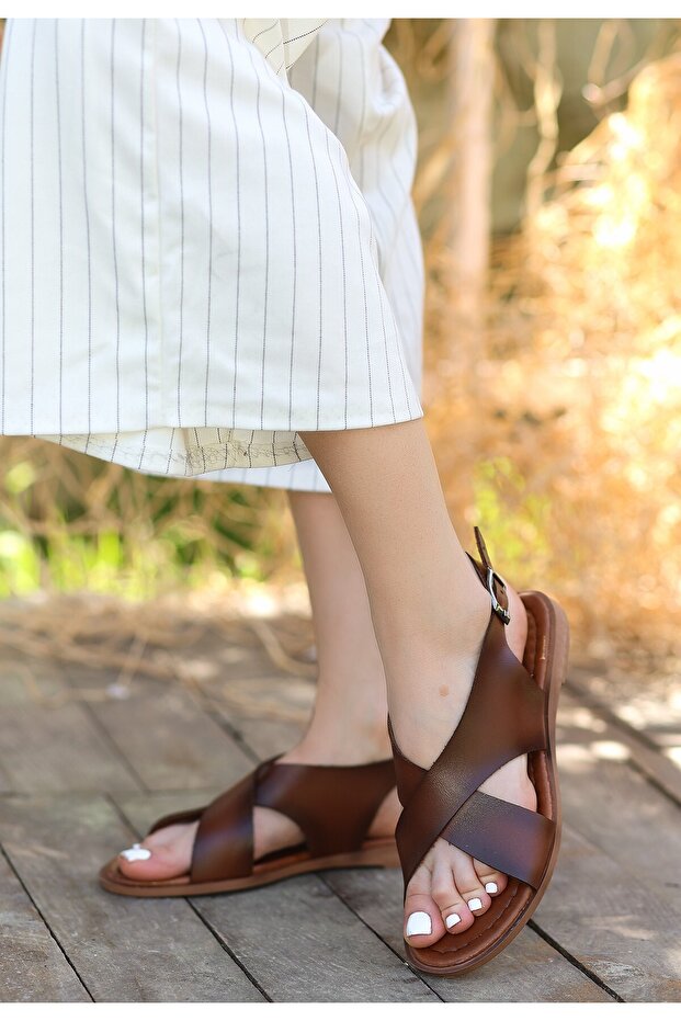 Elow Taba Deri Sandalet - 1