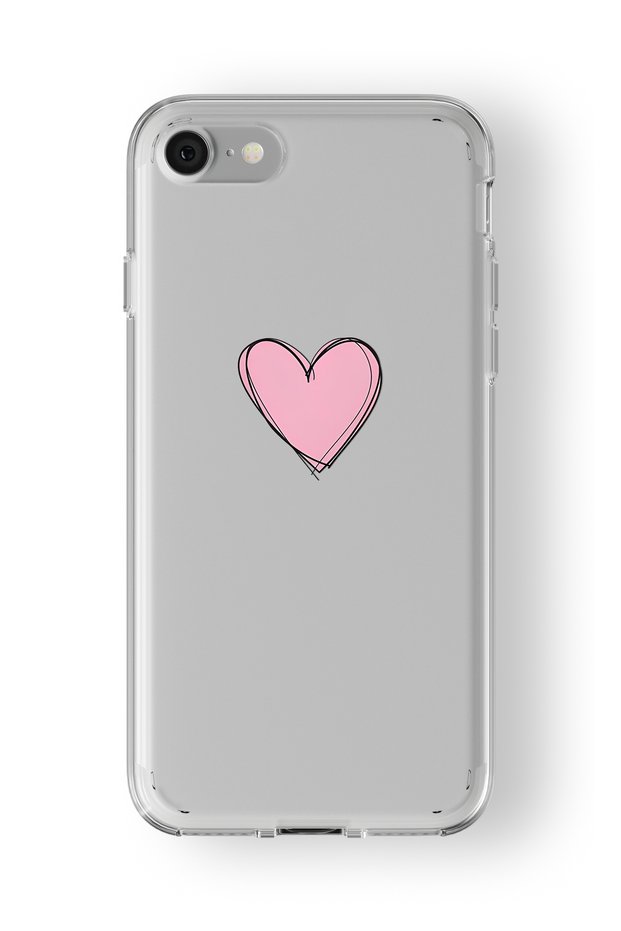 حافظة شفافة مطبوعة بتصميم قلب وردي متوافقة مع هاتف iPhone 7 و8