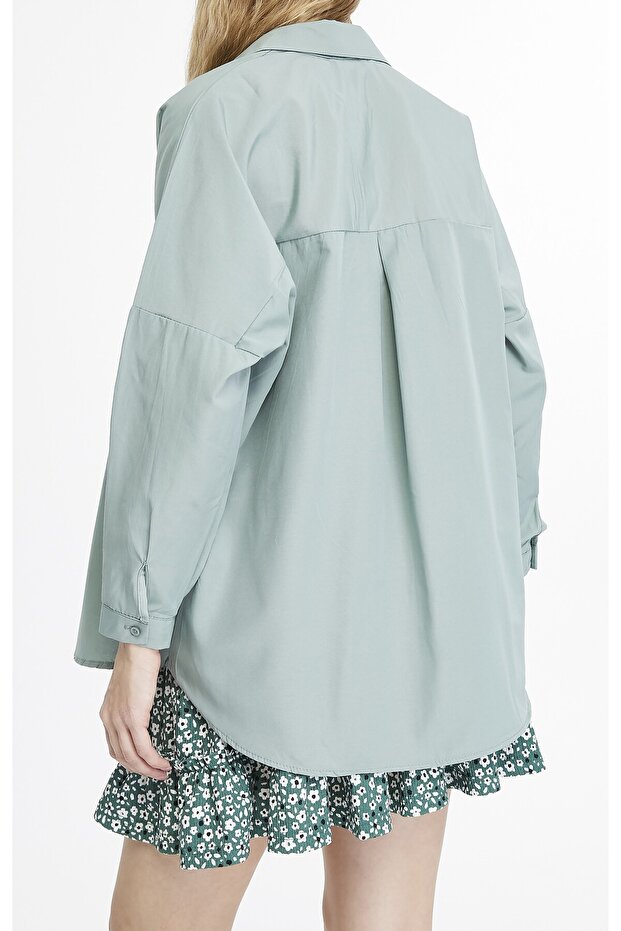 Kadın Oversize Uzun Basic Gömlek - 3