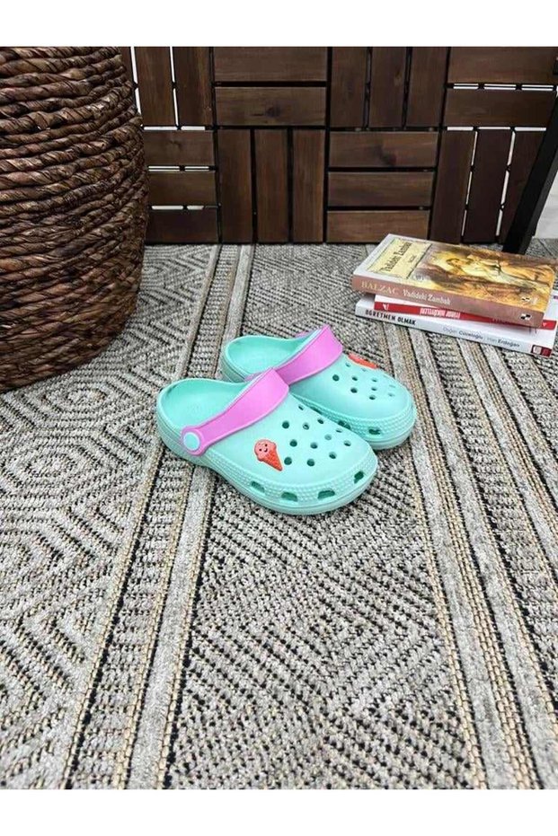 Girl Boy Child 2 Pieces Cross Jibbitz Fancy Gift Closed Front Garden Pool Daily Sandals Slippers