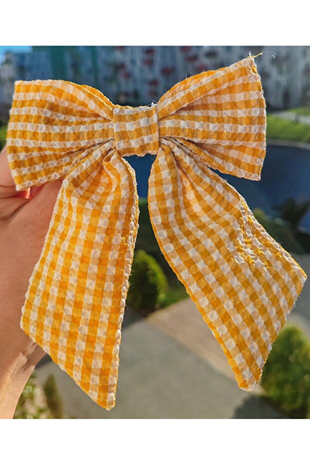 Accessory Checkered Automatic Bow Buckle with Tail - 1
