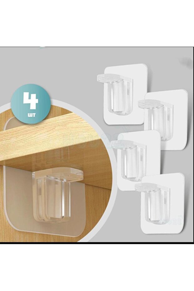 4 Pieces Transparent Shelf Support Snap-on Shelf Clip Fixator Hanger