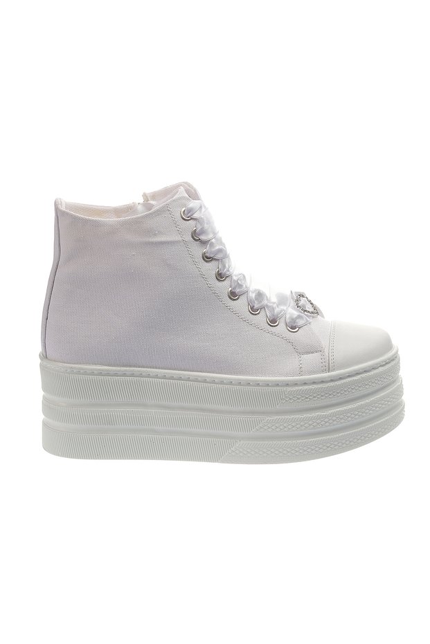 White 7cm Height Sports Bridal Shoes - Linen White