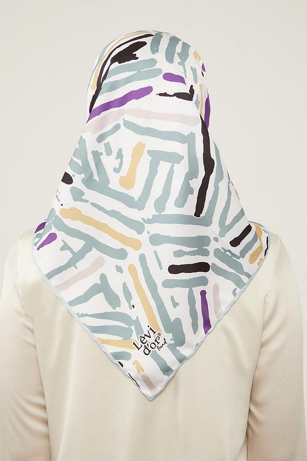 Su Yeşili Fırça Desen Twill Eşarp - 4