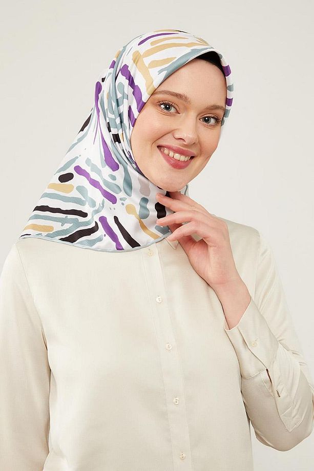 Su Yeşili Fırça Desen Twill Eşarp - 2