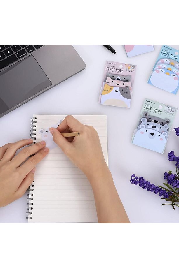 4 Adet (180 syf) Sevimli Hayvan Model Yapışkanlı Notlar, Post-it - 5