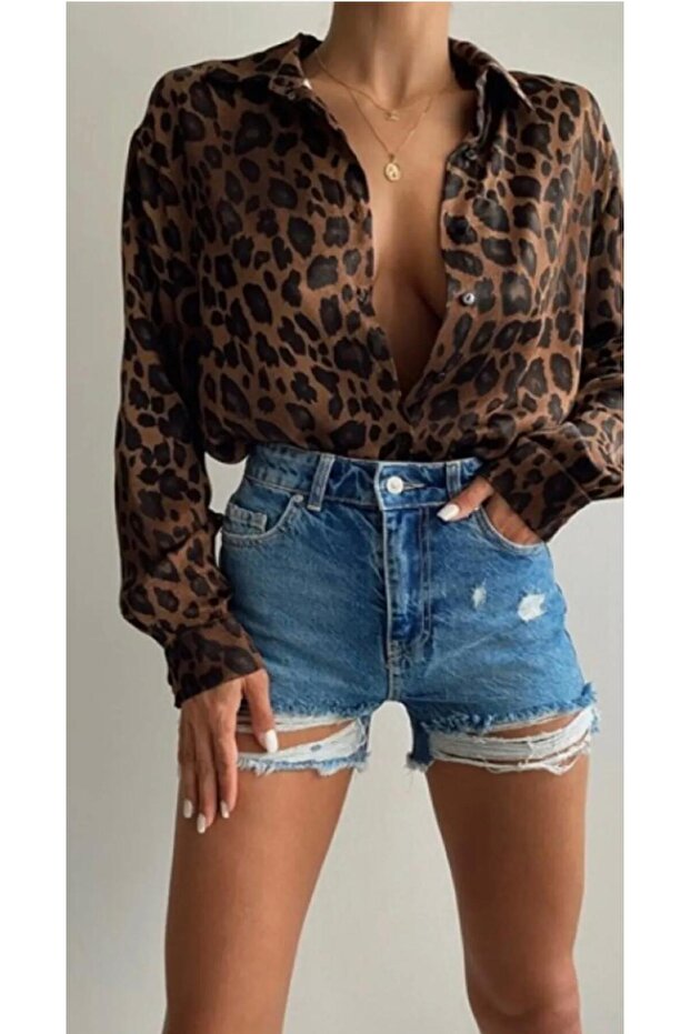 الاتجاه ليوبارد نمط قميص كبير الحجم - 2