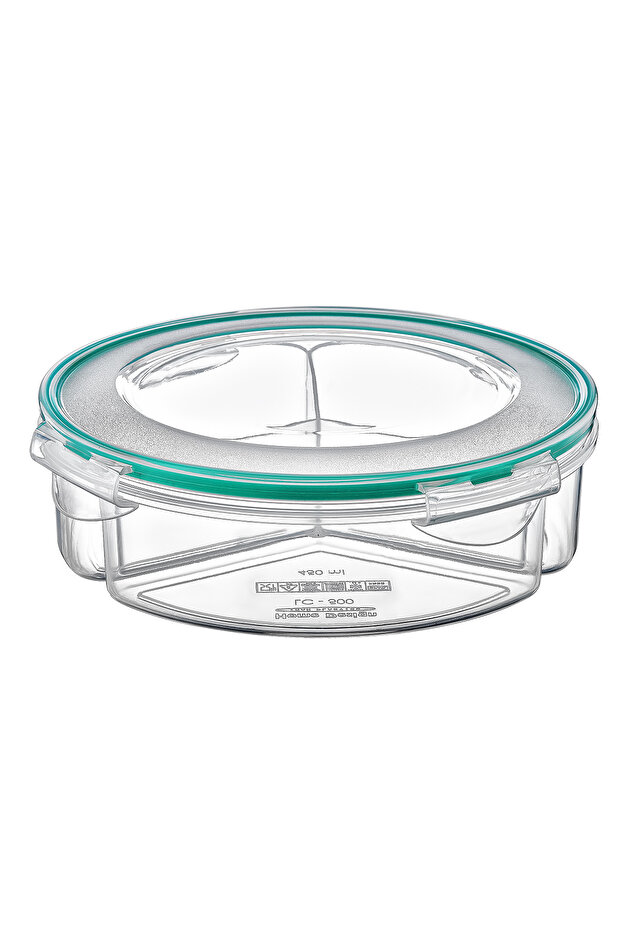Fresh Box 3 Compartment Round Storage Container 1350 ml Airtight Liquid Leak Proof Feeding Container - 2