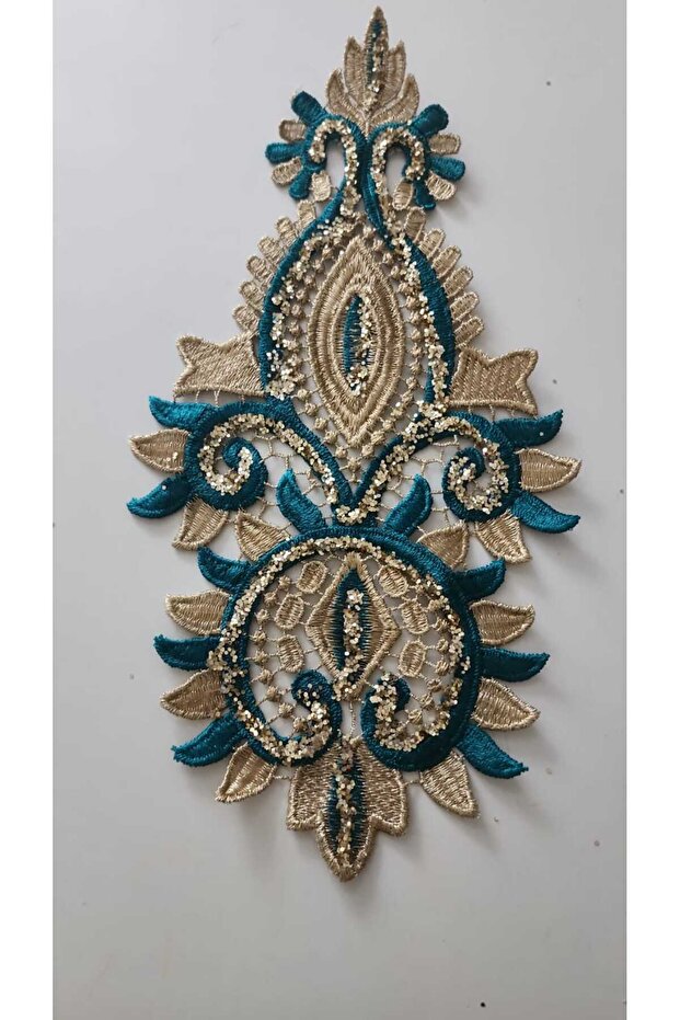 Size 26cm Width 13cm Embroidery Crafted Embroidery Guipure Applique Glitter
