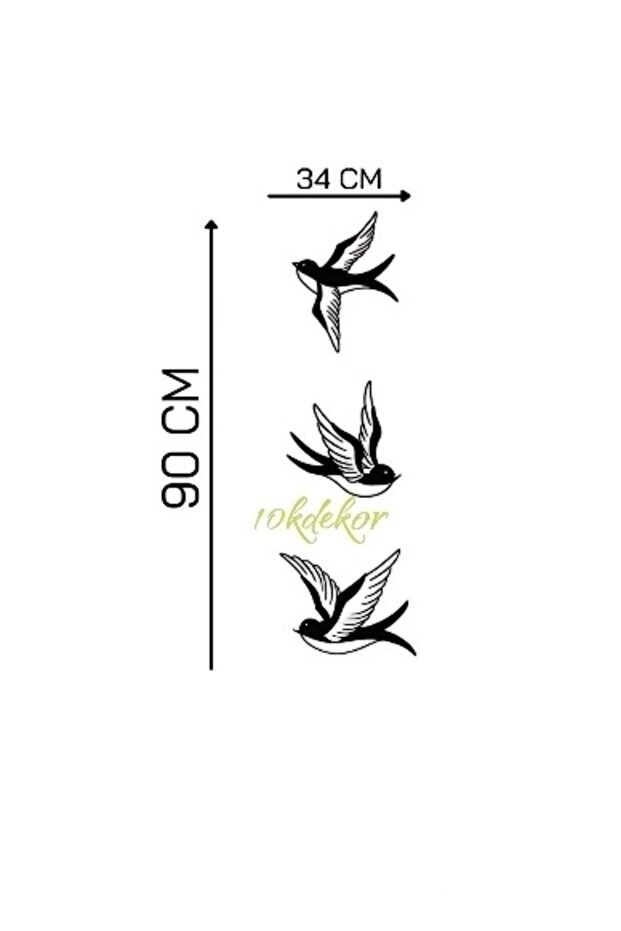 3 lü serçeler  kuş duvar dekoru - 2