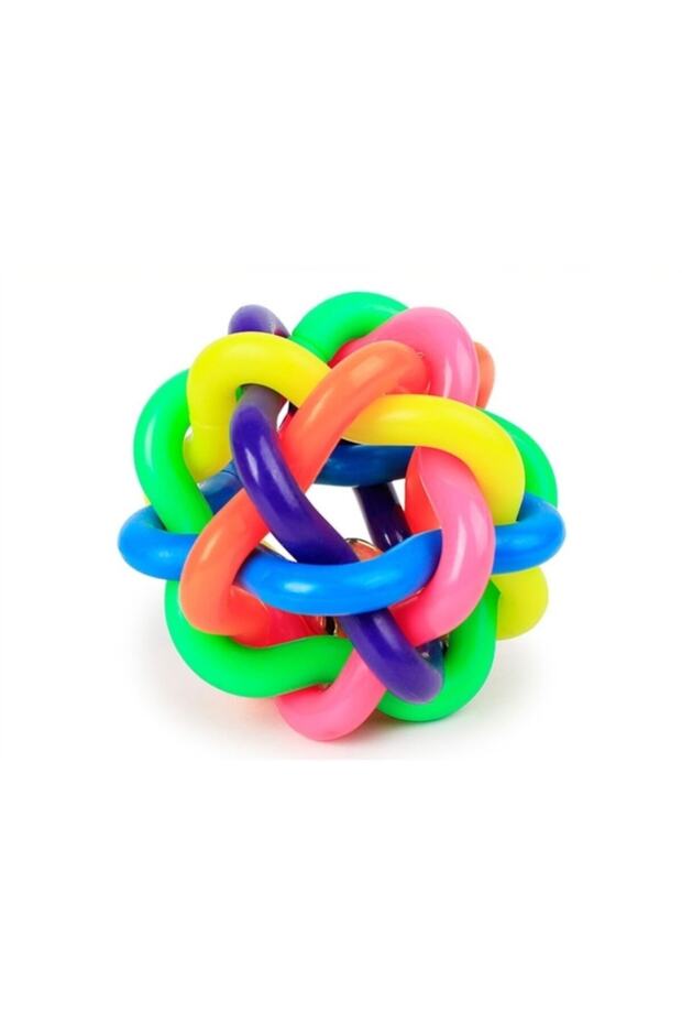 Colorful Knitted Cat and Dog Play Ball with Bells, 10 cm