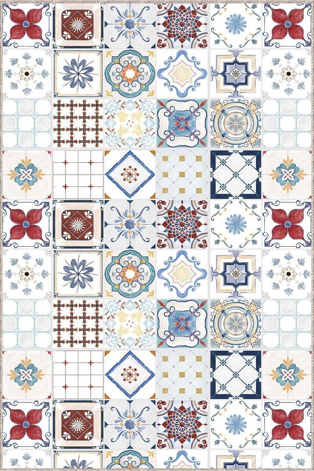 Makinede Yıkanabilir Kaymaz Taban Kesme Rulo Yolluk Çini Ar454 - 3