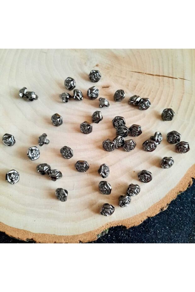 Metallized Hexagon Patterned Button 11 mm (30 Pieces)